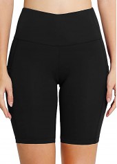 Pocket High Waisted Black Swim Shorts