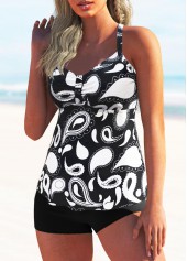 Criss Cross Back Wide Strap Animal Prints Tankini Set 