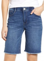 Button Up High Waisted Denim Blue Shorts