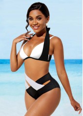 High Waisted Halter Wide Strap Bikini Set 
