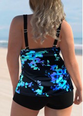 Printed Plus Size Wide Strap Tankini Set