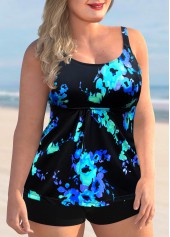 Printed Plus Size Wide Strap Tankini Set