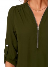 Solid Quarter Zip Long Sleeve T Shirt