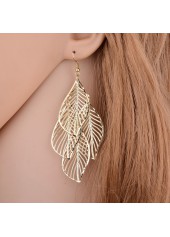 Metal Detail Leaf Design Gold Earring Set