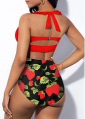Halter High Waisted Printed Bikini Set