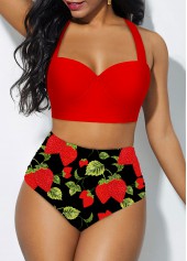 Halter High Waisted Printed Bikini Set
