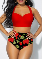 Halter High Waisted Printed Bikini Set