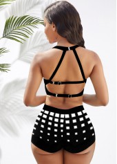 High Waisted Ombre Plaid Bikini Set 