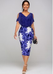 Cold Shoulder V Neck Floral Print Dress 