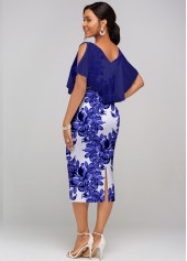 Cold Shoulder V Neck Floral Print Dress 