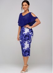 Cold Shoulder V Neck Floral Print Dress 