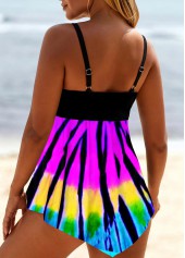 Tie Dye Asymmetric Hem Swimdress and Panty