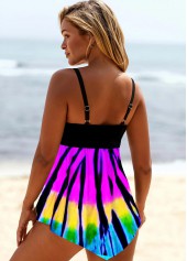 Tie Dye Asymmetric Hem Swimdress and Panty