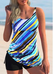 Striped Multi Color Tie Side Tankini Set