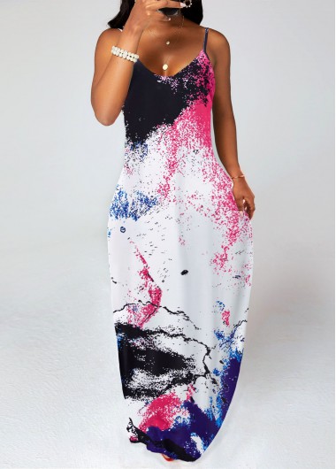 Rosewe Cocktail Party Dress Spaghetti Strap Ombre Double Side Pockets Dress - XXL