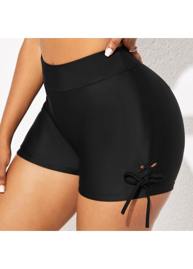 Rosewe Tie Side High Waist Solid Swim Shorts - XXL