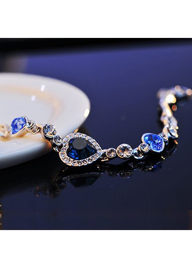 Rosewe Stylish Metal Detail Heart Deaign Rhinestone Bracelet - One Size