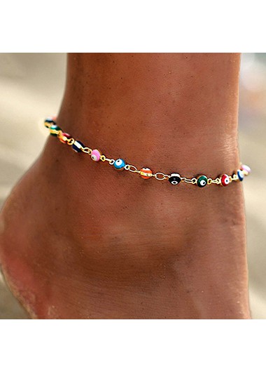 Rosewe Chic Metal Detail Eye Design Multi Color Anklet - One Size