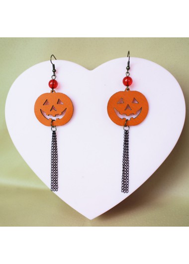 Rosewe Chic Orange Pumpkin Design Chain Tassel Earrings - One Size
