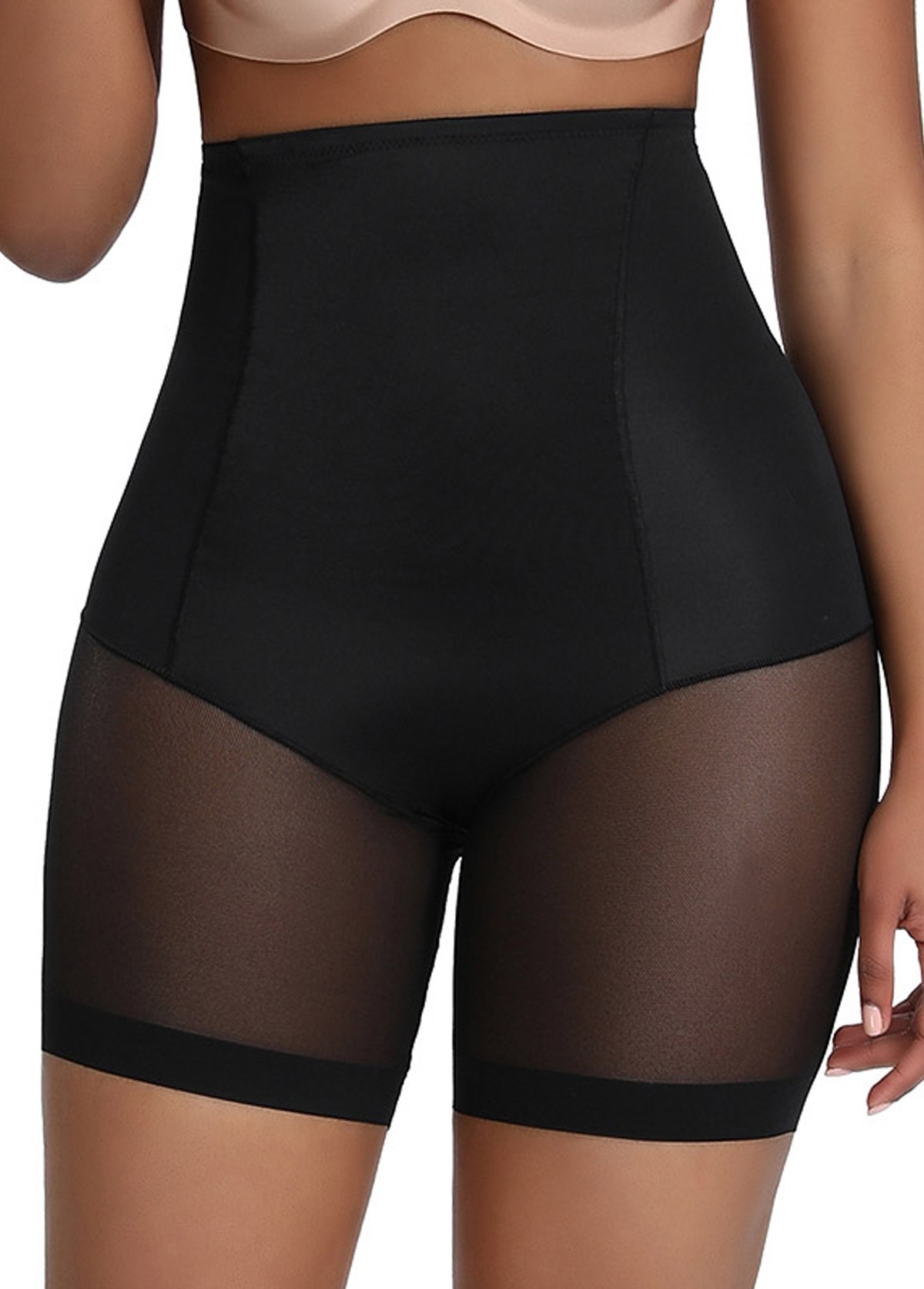 Black High Waisted Solid Panties
