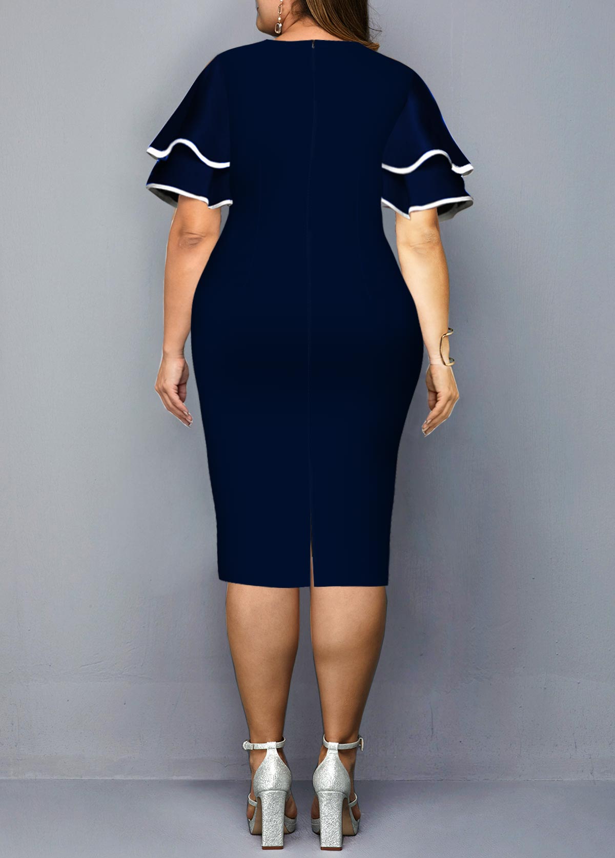 Geometric Print Plus Size Short Sleeve Dress