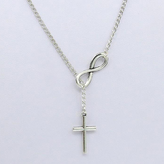 Cross Pendant Silver Metal Detail Necklace