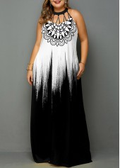 Tribal Print Gradient Plus Size Maxi Dress