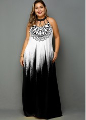 Tribal Print Gradient Plus Size Maxi Dress