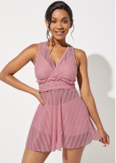 Mesh Plus Size Tie Back Swimdress and Shorts 