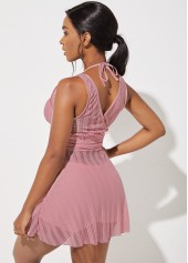 Mesh Plus Size Tie Back Swimdress and Shorts 