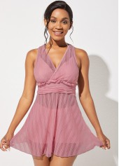 Mesh Plus Size Tie Back Swimdress and Shorts 