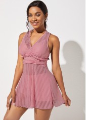 Mesh Plus Size Tie Back Swimdress and Shorts 