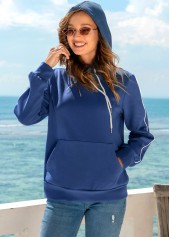 Long Sleeve Kangaroo Pocket Drawstring Detail Hoodie