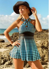 Polka Dot Cross Strap Swimdress and Shorts