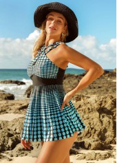 Polka Dot Cross Strap Swimdress and Shorts