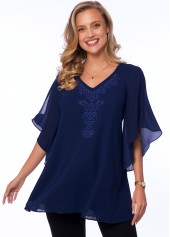 Solid Embellished Neck Cold Shoulder T Shirt