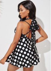 Polka Dot Cross Strap Tie Back Swimdress and Panty