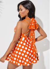 Tie Back Polka Dot Cross Strap Swimdress and Panty