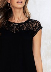Black Lace Stitching Keyhole Back Tank Top
