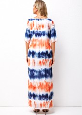 Ombre Side Slit Pocket V Neck Dress