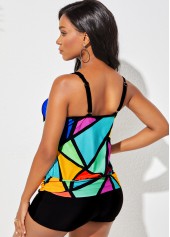Geometric Print Spaghetti Strap Tankini Set 