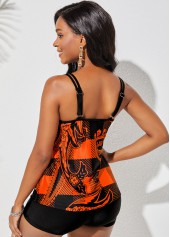 Double Straps Paisley Print Plaid Mid Waist Tankini Set 