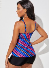 Smocked Rainbow Color Wide Strap Tankini Set 