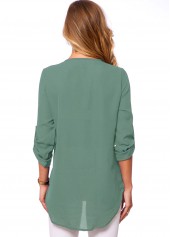 Button Detail Quarter Zip Solid T Shirt