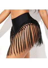 Solid Tassel Detail Mid Waist Bikini Bottom