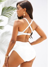 High Waist Cross Halter Contrast Bikini Set
