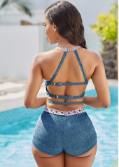 Tie Front High Waist Tribal Print Bikini Set