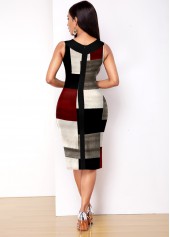 V Neck Geometric Print Sleeveless Dress