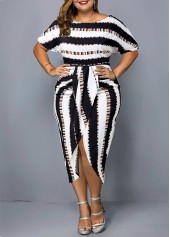 Tie Front Striped Plus Size Dress