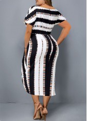 Tie Front Striped Plus Size Dress
